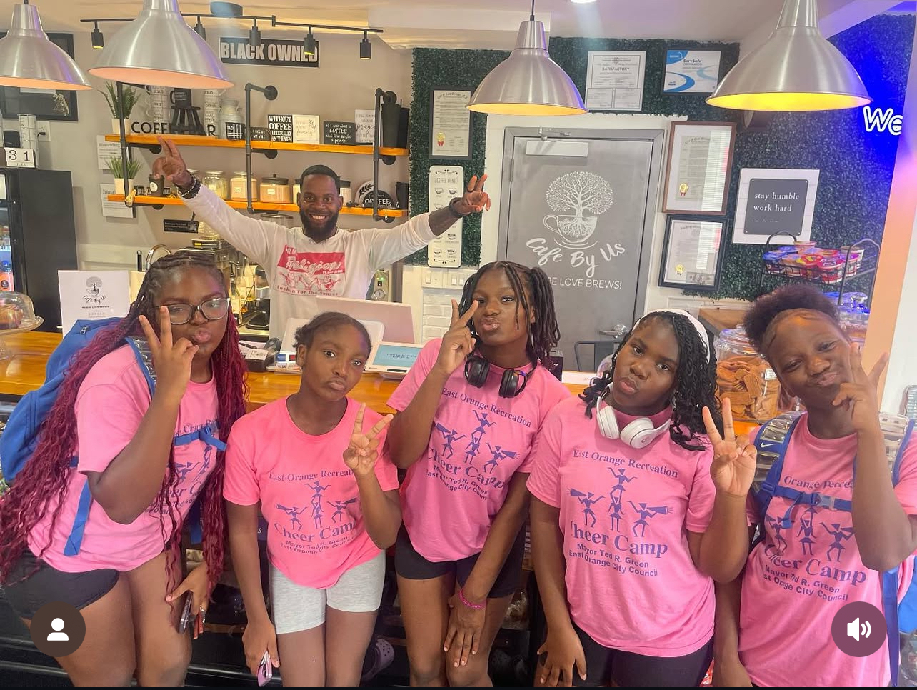 Cafe By Us hosting a youth cheer camp group